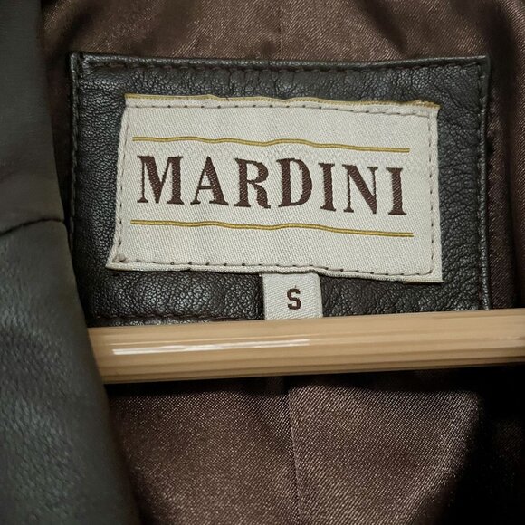 Vintage Y2K Mardini Womens Brown Leather Button-Up Blazer Coat With Belt Size S - Picture 2 of 5
